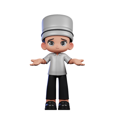 Cute Chef Doing No Idea  3D Illustration