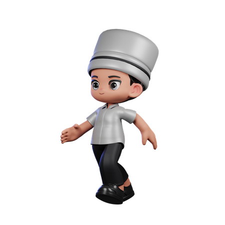 Cute Chef Doing Running pose  3D Illustration
