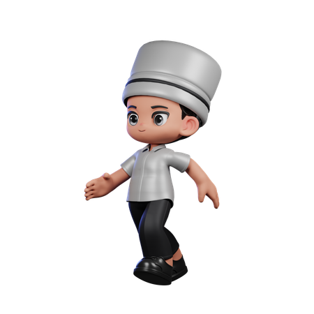 Cute Chef Doing Running pose  3D Illustration