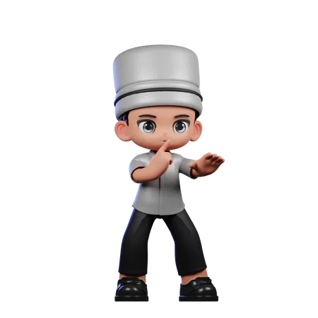 Cute Chef Giving Shhttt pose  3D Illustration