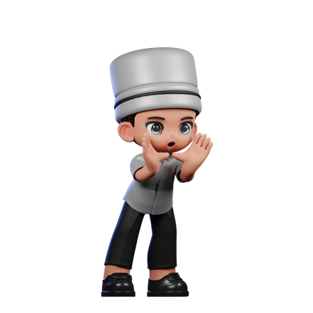 Cute Chef Giving Shouting pose  3D Icon