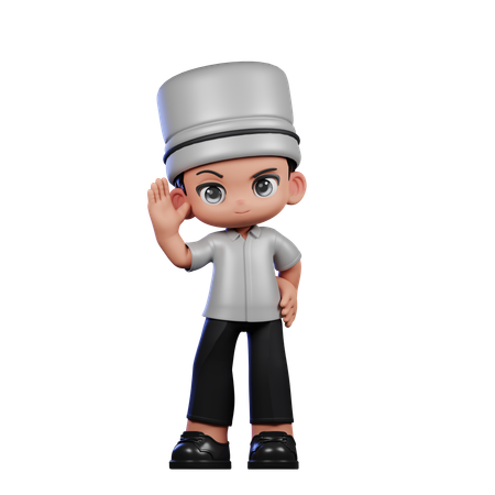 Cute Chef Greeting pose  3D Illustration