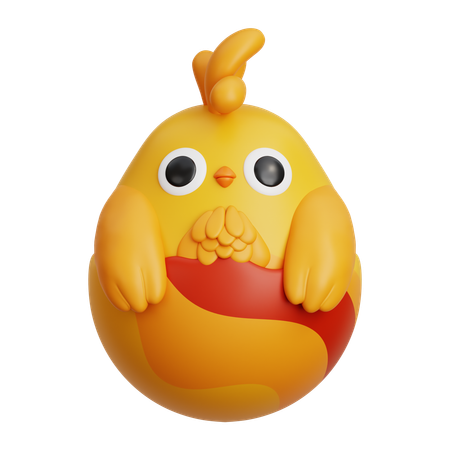 Cute Chick In Egg  3D Icon