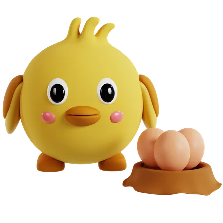 Cute Chick Toy Figure  3D Icon