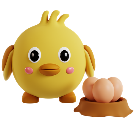 Cute Chick Toy Figure  3D Icon