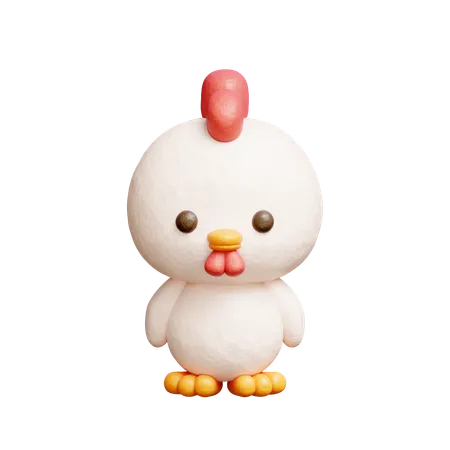 Cute Chicken Character  3D Icon