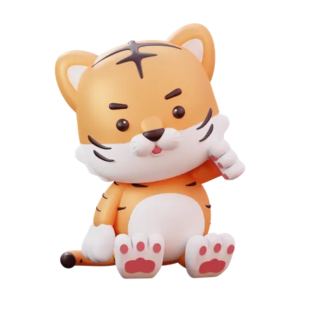 Cute Chinese Mascot Tiger  3D Illustration