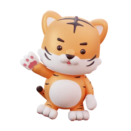 Cute Chinese Mascot Tiger Saying hello 3D Illustration