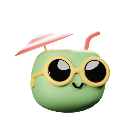 Cute Coconut Drink  3D Icon