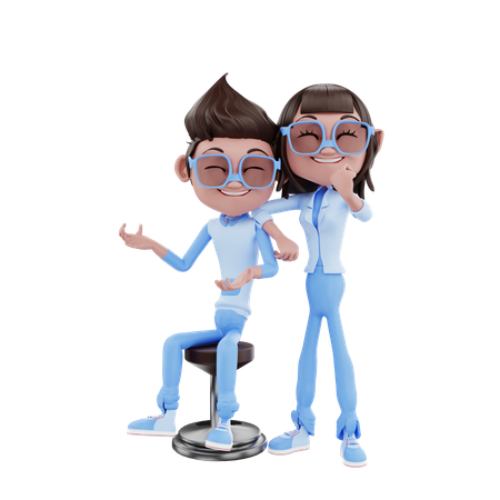 Cute Corporate Couple  3D Icon