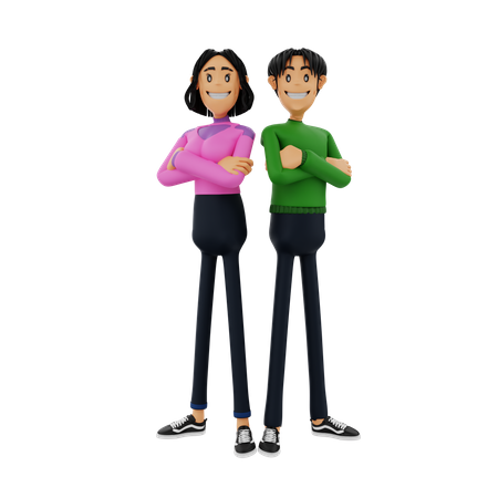 Cute Corporate Couple  3D Illustration