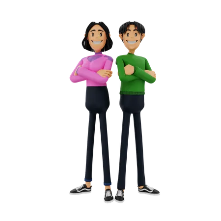 Cute Corporate Couple  3D Illustration