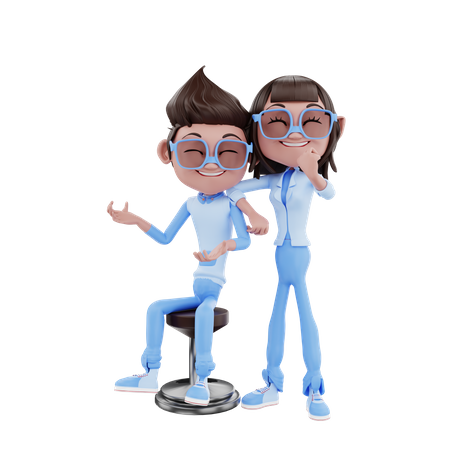 Cute Corporate Couple 3D Illustration