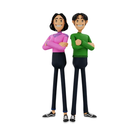 Cute Corporate Couple 3D Illustration