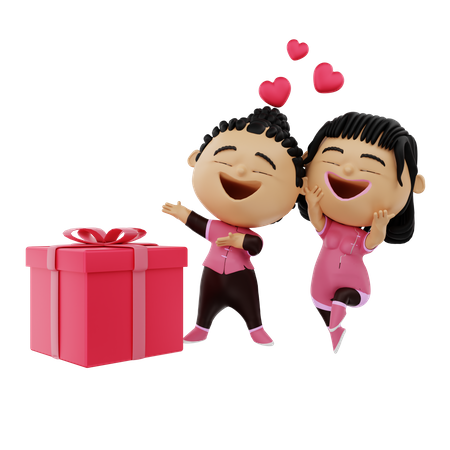 Cute Couple  3D Illustration