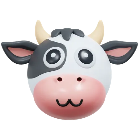 Cute Cow Emoticon 3 D Icon Illustration 3D Icon