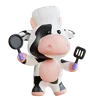 Cute Cow cooking in kitchen