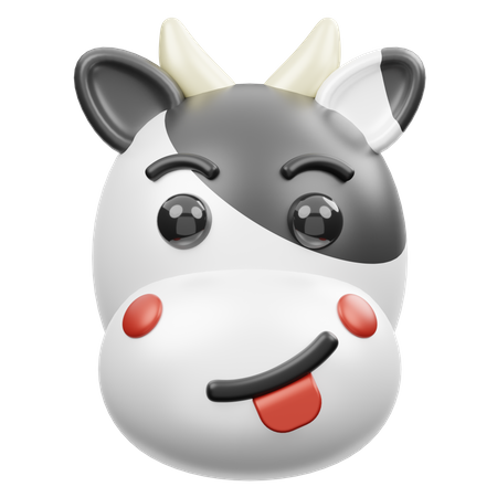 Cute Cow Face 3D Illustration