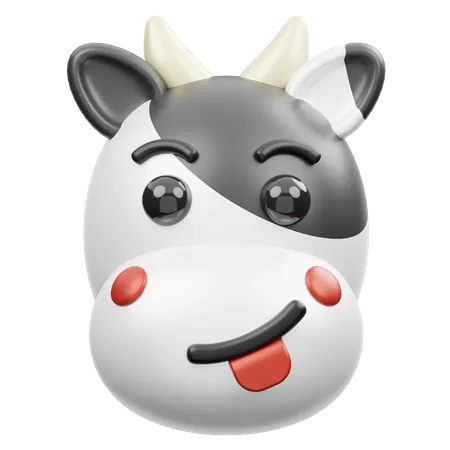 Cute Cow Face  3D Illustration