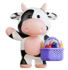 Cute Cow holding Fruits basket