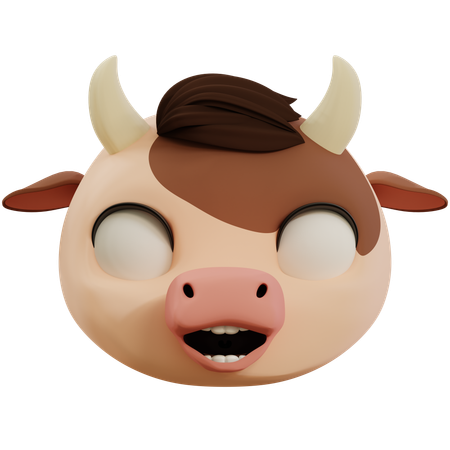 Cute Cow Scared Emoji  3D Icon