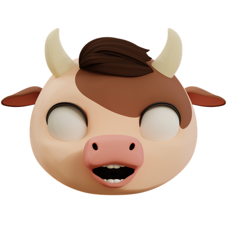 Cute Cow Scared Emoji  3D Icon