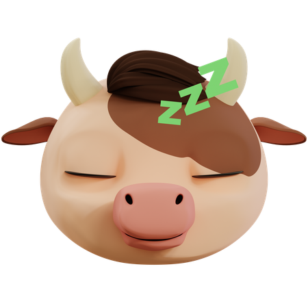 Cute Cow Sleeping Emoji  3D Icon