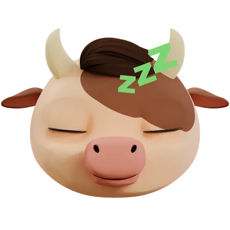 Cute Cow Sleeping Emoji  3D Icon