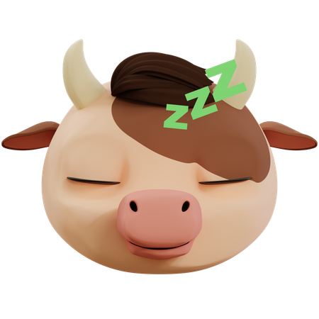 Cute Cow Sleeping Emoji  3D Icon