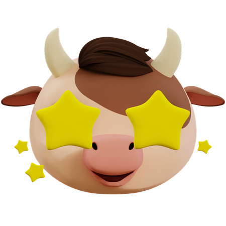 Cute Cow Star Emoji  3D Icon