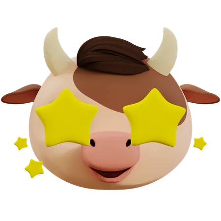 Cute Cow Star Emoji  3D Icon