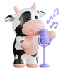 Cute Cow with Microphone