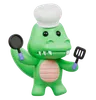 Cute Crocodile cooking in Kitchen