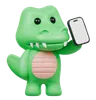 Cute Crocodile holding blank smartphone