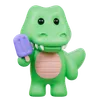 Cute Crocodile holding popsicle while enjoying summer treat