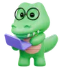 Cute Crocodile in glasses using laptop