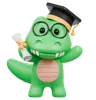 Cute Crocodile with degree and graduation cap