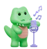 Cute Crocodile with Microphone