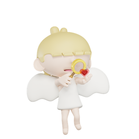 Cute Cupid Finding Love  3D Illustration