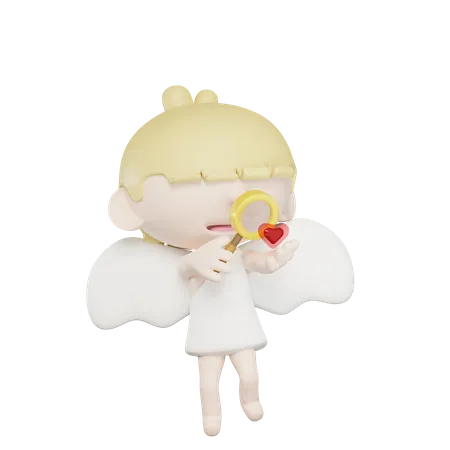 Cute Cupid Finding Love  3D Illustration