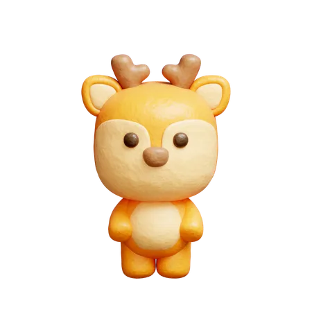 3 D Cute Deer Cartoon Animal Character 3D Icon