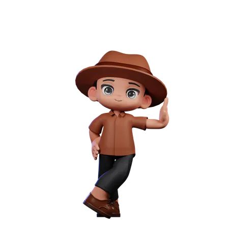 Cute Detective Doing Acting Cool  3D Illustration