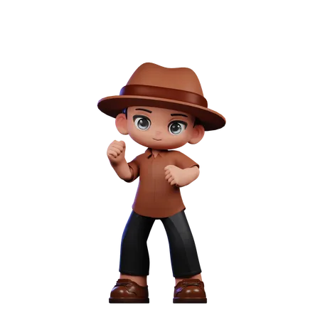 Cute Detective Doing Congrats  3D Illustration