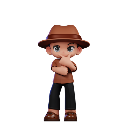 Cute Detective Doing Curious  3D Illustration