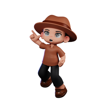 Cute Detective Doing Happy Jumping  3D Illustration