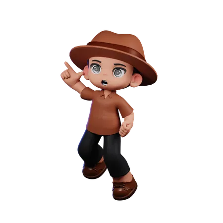 Cute Detective Doing Happy Jumping  3D Illustration