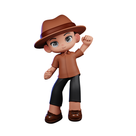 Cute Detective Giving Congrats  3D Illustration