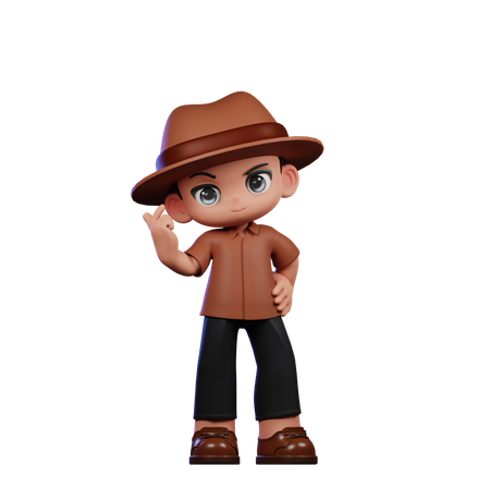 Cute Detective Giving Love Sign  3D Illustration