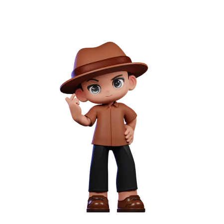 Cute Detective Giving Love Sign  3D Illustration