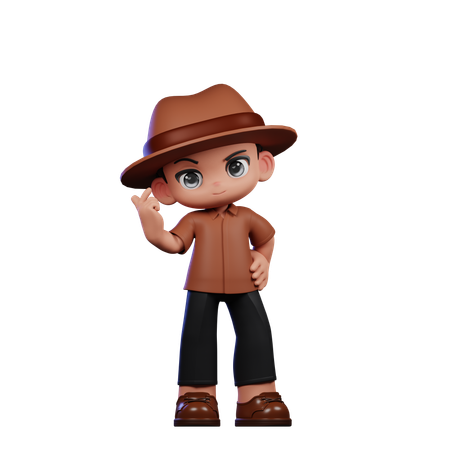 Cute Detective Giving Love Sign  3D Icon